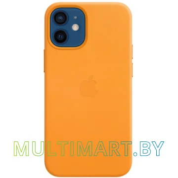 Чехол для телефона Apple MagSafe Leather Case для iPhone 12 mini (золотой апельсин)
